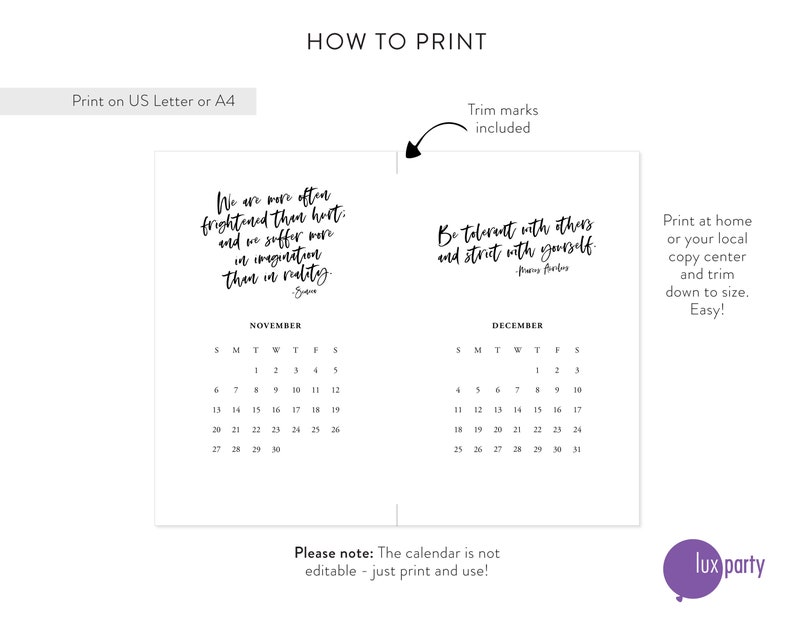 Printable Stoic Life Calendar Stoic Art Stoic Present Stoic | Etsy