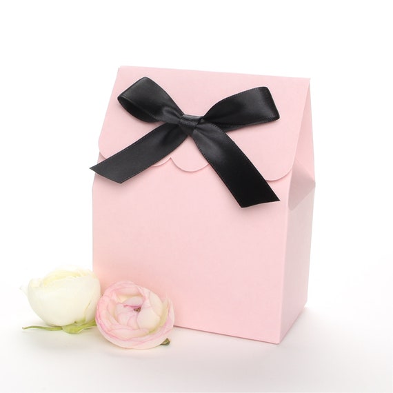 Favor Boxes, Pink Favor Boxes, Pink Black Favor Box, Pink and Black Favor Bags, Baby Favor Boxes, Black Favor Box, Pink and Black Candy Bags Il_570xn