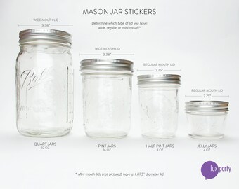Mason Jar Labels, Mason Jar Stickers, Mason Jar Lid Labels, Mason