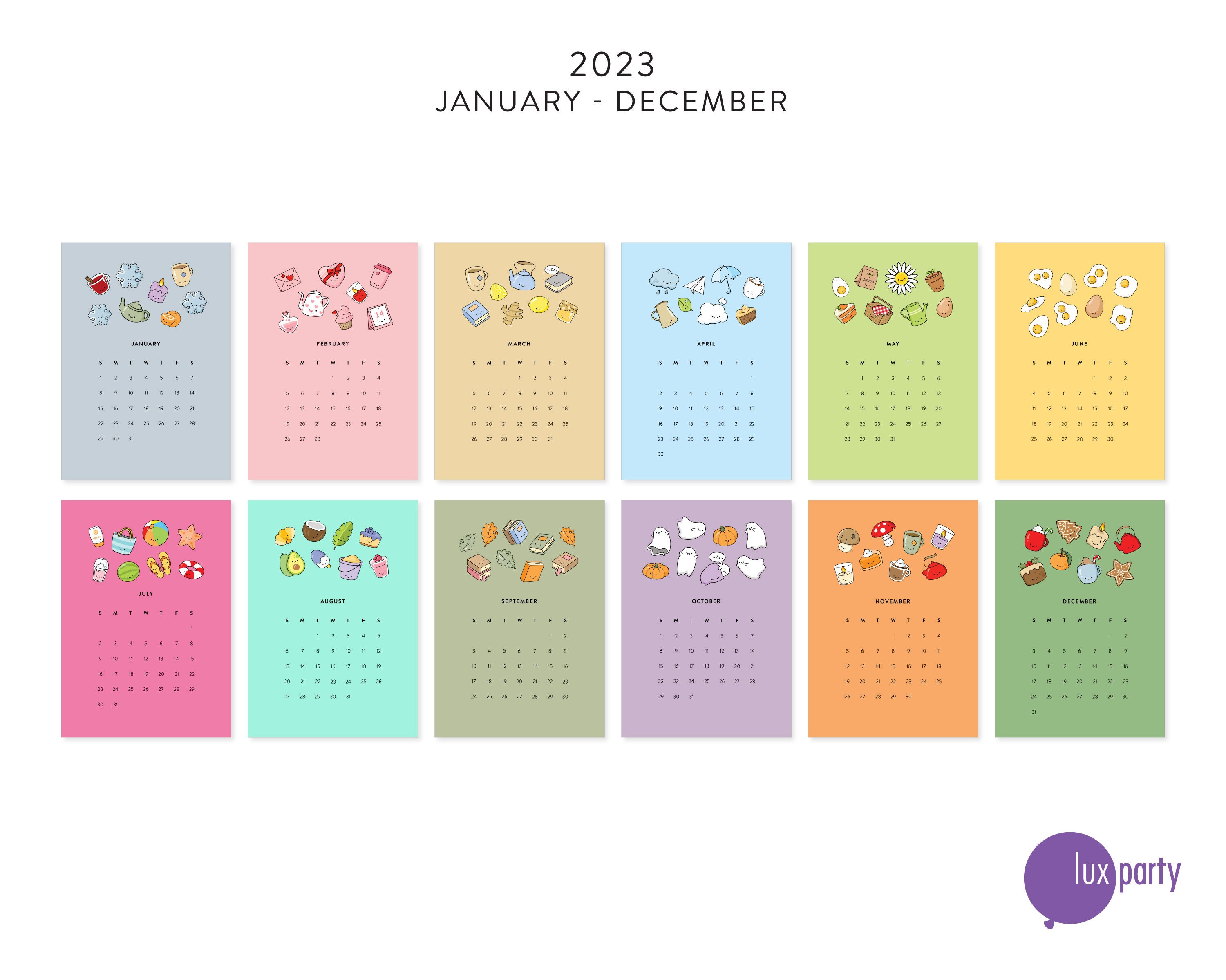 Premium Vector  Monthly calendar 2023 template with anime girls