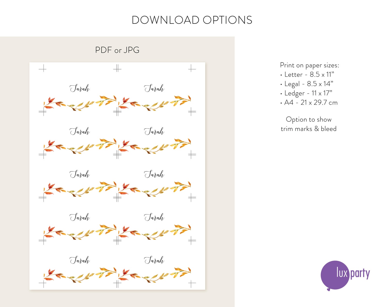 Thanksgiving Place Cards Printable Template Folded or Flat - Etsy