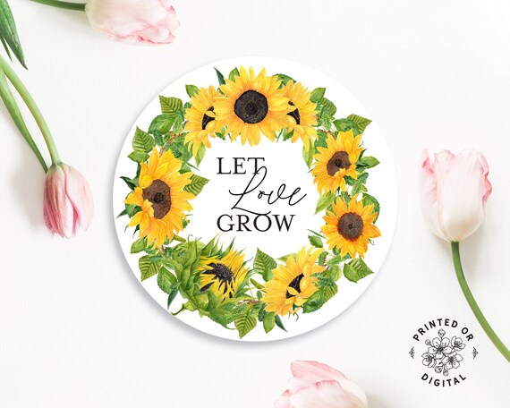 Mason Jar Sticker Sunflower Bridal Shower Sunflower Favors Love Grow Tag Sunflower Seed Favor Sunflower Wedding Let Love Grow Stickers