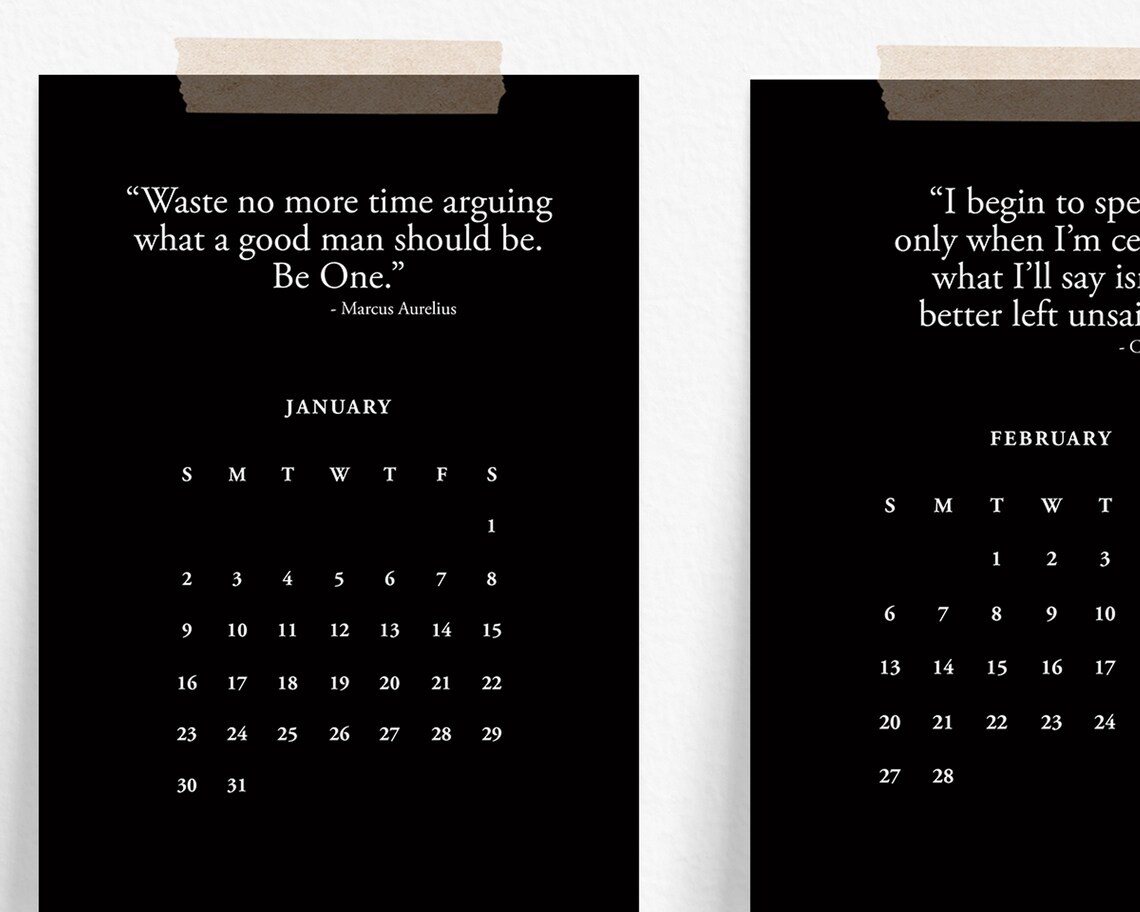 Printable Stoic Life Calendar Stoic Art Stoic Present Stoic Etsy
