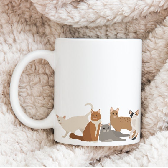 Cat Mug Ceramic 11oz, Cat Dad or Cat Mom Mug, Lucky Siamese Cat Coffee Mug, Cat Themed Gift, Cat Stuff, Cat Cup Il_570xn