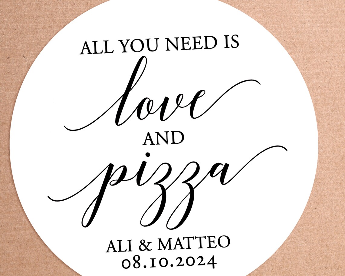 Printed Pizza Box Stickers Wedding Pizza Box Pizza Wedding Etsy