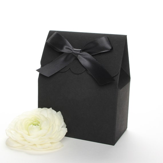 Favor Boxes, Black Favor Boxes, Bridal Shower Black Bags, Wedding Favour Boxes Black, Black on Black, Candy Favor Bags Black, Favour Boxes Il_570xn