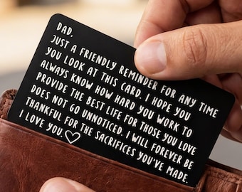 Engraved Wallet Card for Dad - Father's Day Gift from Son or Daughter - Personalized Sentimental Keepsake