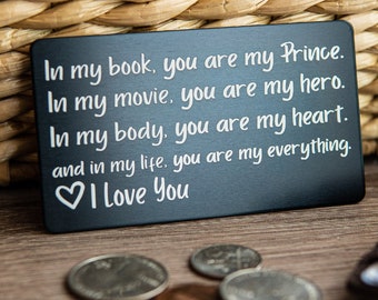 Cute Engraved Wallet Card Love Note Gift for Your Boyfriend, Husband, Wife, Girlfriend | Anniversary Gift For Men, Hero, Appreciation, Dads