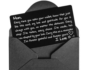 Mother's Day Card for Mom from Son or Daughter - Show Mom Your Everlasting Love with this Laser Engraved Wallet Keepsake!