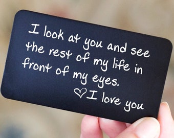 Perfect Anniversary Gift for Husband!  Engraved Wallet Insert, Wallet Card, Deployment Gift, Gift For Men, Unique Love Note, Be My Valentine