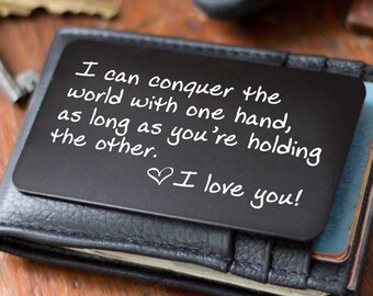 Cute Valentines Day Gift for Him!! Engraved Wallet Insert | Wallet Card, Deployment Gift, Gift For Men, Unique Love Note, Boyfriend Gift