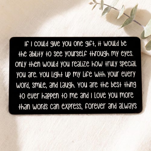 Engraved Wallet Card for Husband Boyfriend - Valentine's Day Gift - I Love You Card He'll Carry Every Day