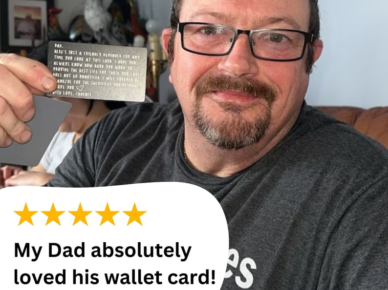 Fathers Day Card for Dad from Son or Daughter Remind Dad How Much He Means to You with this Laser Engraved Wallet Card image 5