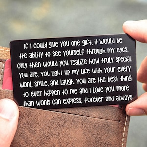 Engraved Wallet Card for Husband Boyfriend - Valentine's Day Gift - I Love You Card He'll Carry Every Day