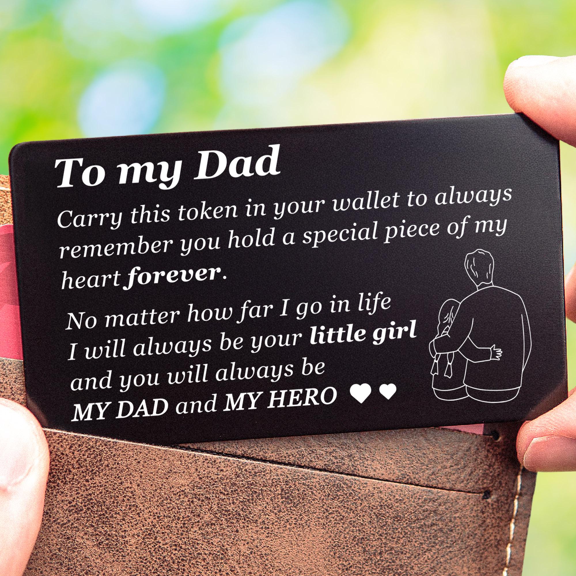 Personalized "Best Dad Ever" Aluminum Wallet Card – Engraved Gift From Daughter (Navy)