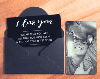 Carte portefeuille photo personnalisée et message personnel - Cadeau pour petit ami, mari, femme, petite amie - Un cadeau d'anniversaire unique pour lui ou elle