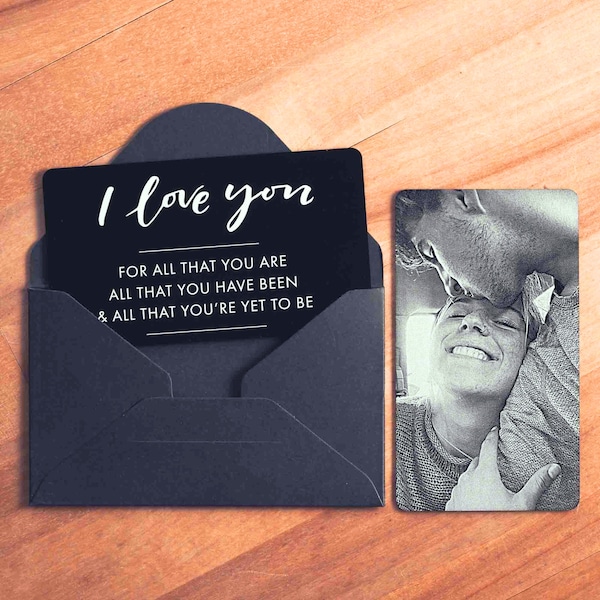 Carte portefeuille photo personnalisée et message personnel - Cadeau pour petit ami, mari, femme, petite amie - Un cadeau d'anniversaire unique pour lui ou elle