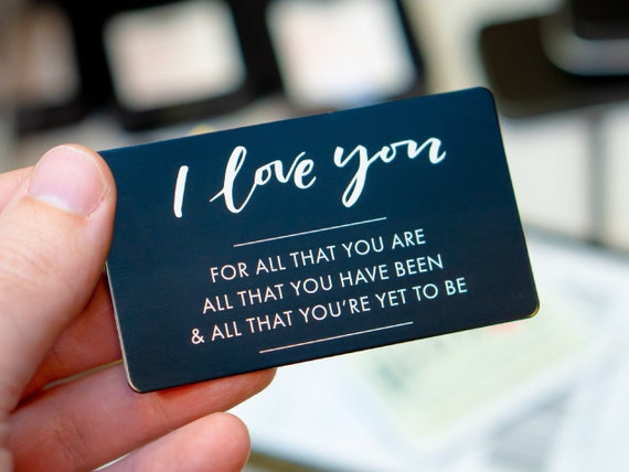 engraved wallet card love note anniversary gift for etsy engraved wallet card love