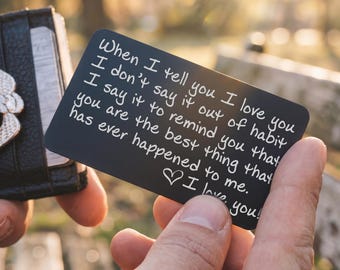 Personalized Wallet Card for Boyfriend Husband - I Love You Gift - Valentine's Day Anniversary Engraved Love Note