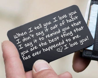 Boyfriend Gift for Birthday, Anniversary Gift for Husband - Laser Engraved Wallet Card Gift for Him, Cute 1 Year Anniversary Gift, 10 Year