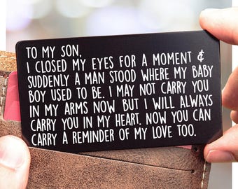 Engraved Wallet Card for Son or Daughter - Sentimental Gift from Parents - Birthday Graduation Keepsake
