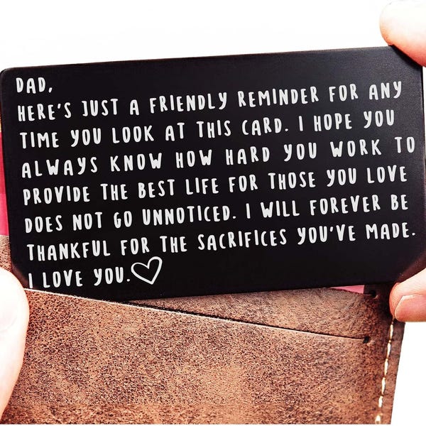 Engraved Wallet Card for Dad - Father's Day Gift from Son or Daughter - Personalized Sentimental Keepsake