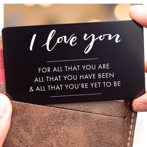 Engraved Wallet Card Love Note |  Anniversary Gift for Boyfriend, Husband, Wife, Girlfriend, Birthday, Boyfriend Valentine Day Gift