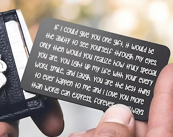 Personalized Engraved Wallet Card - Custom Love Note - Christmas Anniversary Gift for Husband Wife Boyfriend