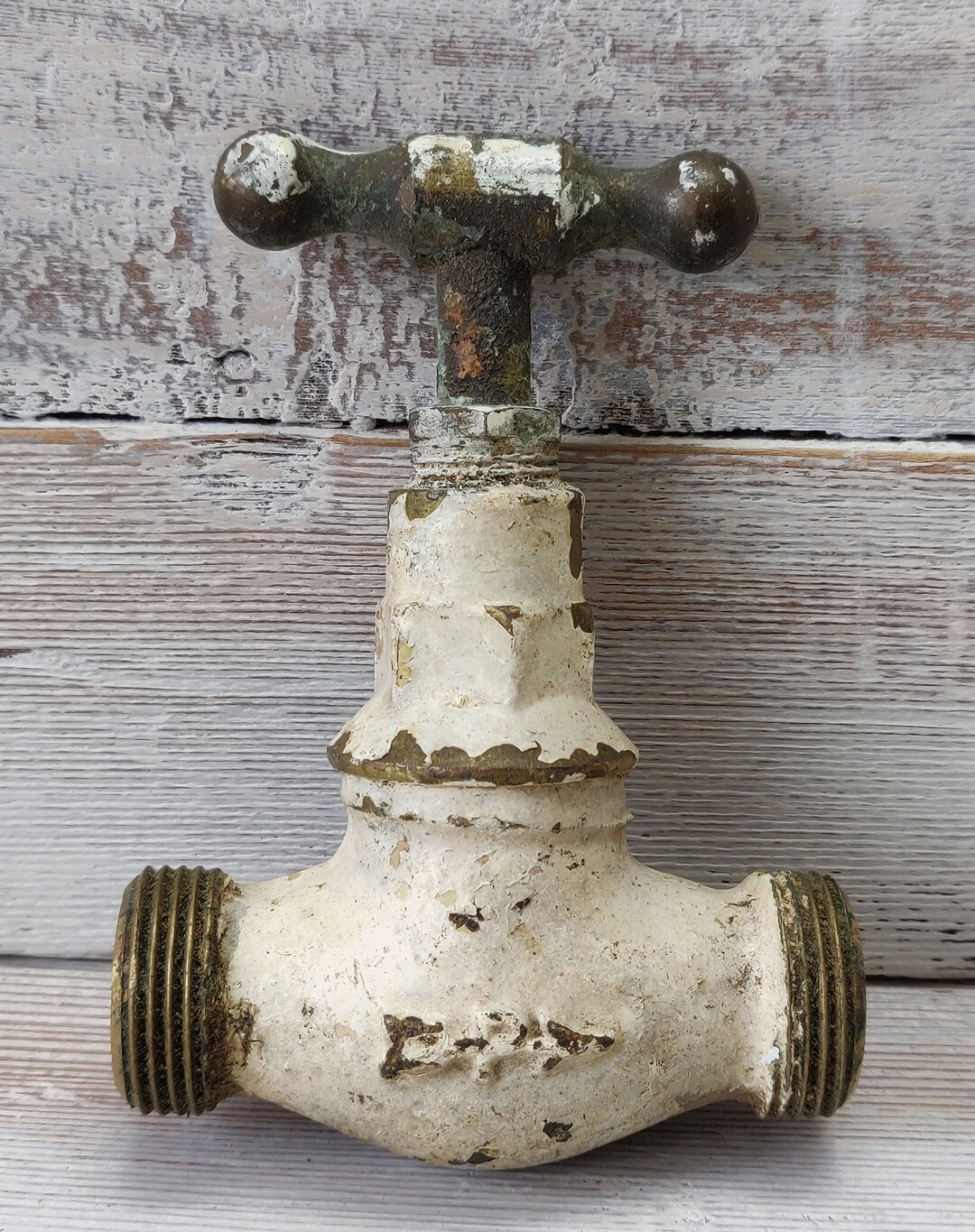 Antique Gate Valve/spigot/tap/faucet. Plumbing Salvage. Heavy Brass