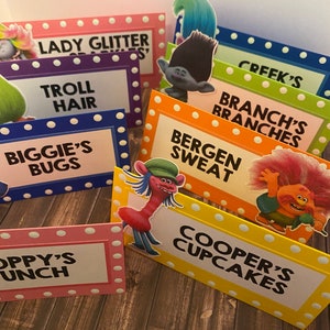 Trolls Inspired Food Signs Set of 8 image 3