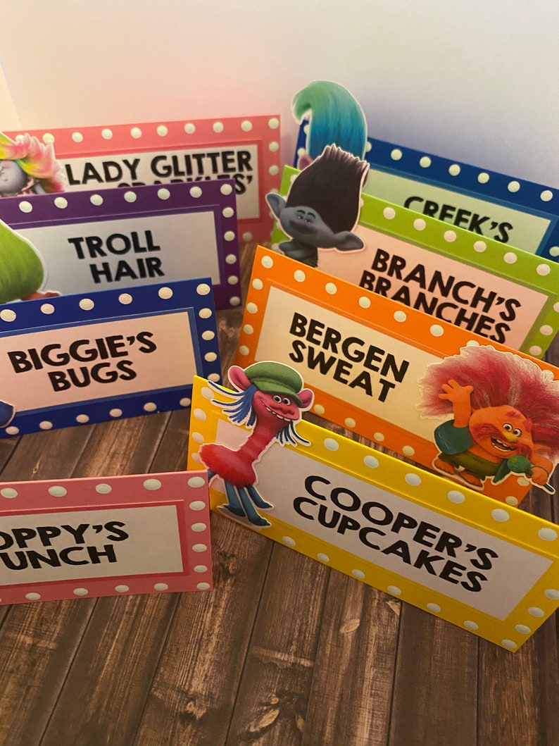 Trolls Inspired Food Signs Set of 8 image 3