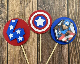 Captain America Cupcake Toppers