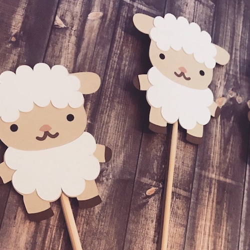 Sheep Cupcake Toppers Lamb Cupcake Toppers Sheep Baby Etsy