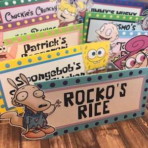 Nickelodeon Themed Food Labels/Tents - Set of 8