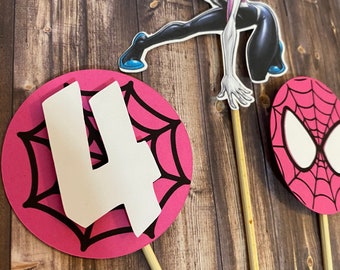 Spider Gwen Inspired Cupcake Toppers