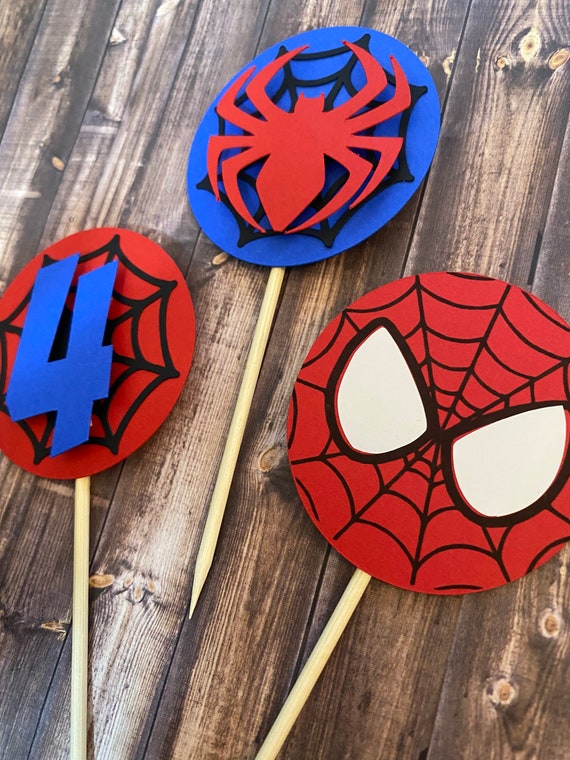 Ya que El diseño para agregar Spider Man Cupcake Toppers - Etsy España