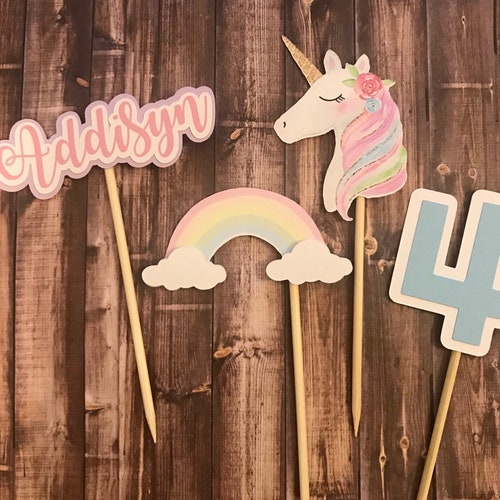Rainbow and Unicorn Cupcake Toppers. Unicorn Cupcake Toppers. Etsy
