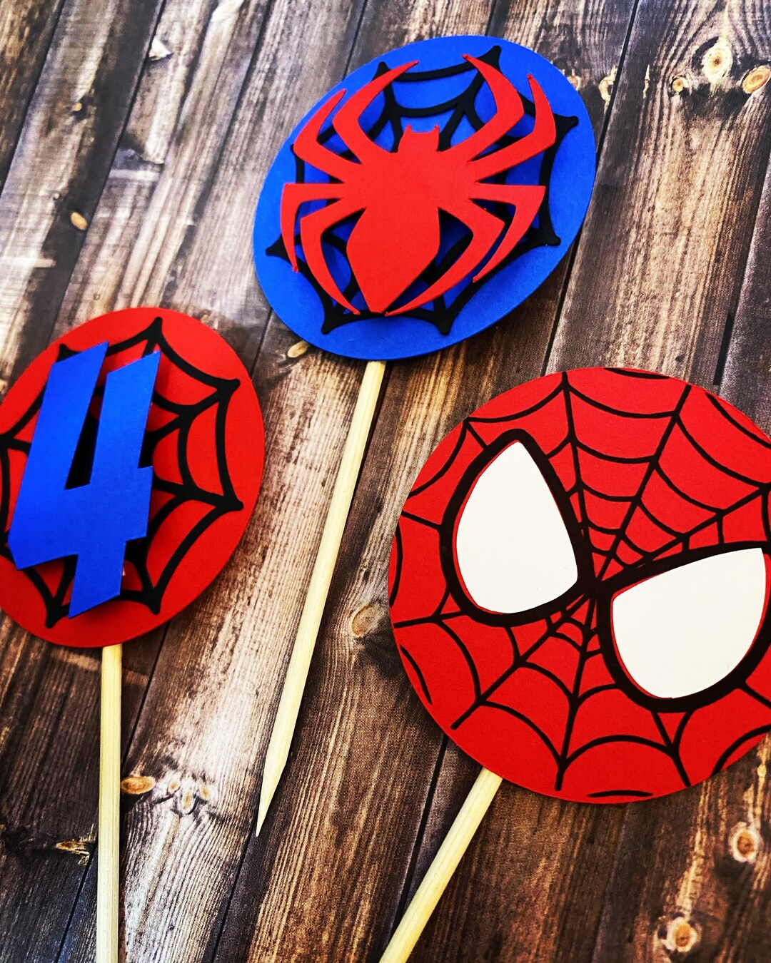 Spider Man Cupcake Toppers Etsy