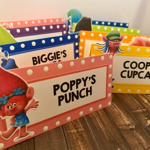 Trolls Inspired Food Signs Set of 8 afbeelding 1