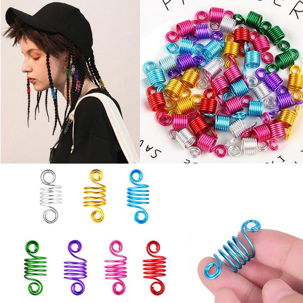 Dreadlock Spiral Hair Clip Spring Cuffs Braids Hair Decoration Dreads Twister Beads Tube Rings Charm Extension Jewelry Part #FJA104-C(Mix-s)