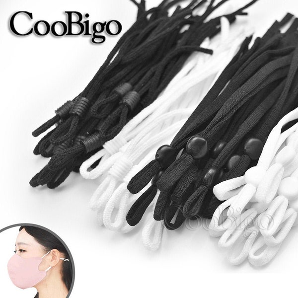 Elastic Band Rope Cord with Adjustable Silicone Stopper for DIY Face Mask Lanyard Earloop Holder