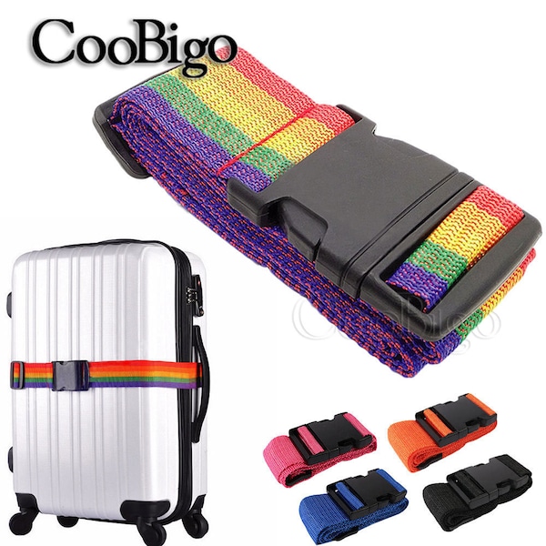 1pcs Adjustable Rainbow Luggage Belt Suitcase Strap for Safe Travel Baggage Tie Down Belt Accessories