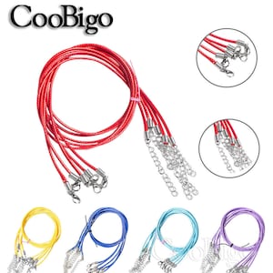 2mm Waxed Cotton Cord Chain String Round Rope Wire with Lobster Clasp for DIY Necklace Pendant Supply Jewelry Making Craft
