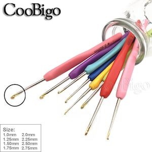 8pcs Metal Crochet Hooks Sets Soft Handle Single Ended Knitting Needles for DIY Sewing Tool 1.0mm-2.75mm