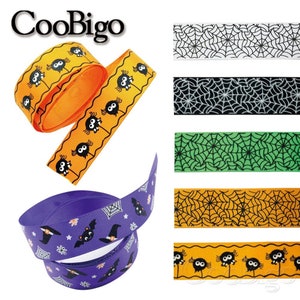 1" Halloween Theme Grosgrain Printed Ribbon for Gift Party Decor Pet Collar DIY Sewing Craft 25mm Webbing Strap