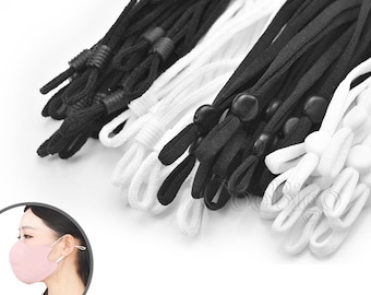 Elastic Band Rope Cord with Adjustable Silicone Stopper for DIY Face Mask Lanyard Earloop Holder