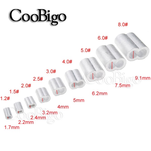 Aluminium Cable Crimps Sleeves Clip Fittings Loop Sleeve Double Ferrule Stop Snare Wire Wire Swage Trap Barrel Cable 3/64" - 5/16" #FLQ049