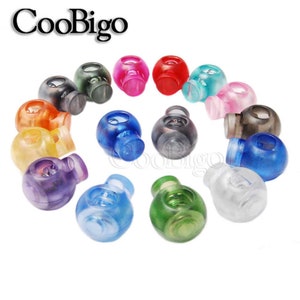Plastic Cord Lock Stopper Round Ball Toggle Clamp Rope Ends Transparent Clear Frost for DIY Face Mask Lanyard Apparel Parts #FLS046-T(Mix-s)