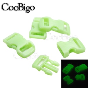 3/8&quot;(10mm) Glow In the Dark Side Release Buckles Curved Parachute 550 Paracord Bracelet Backpack Straps Outdoor Camping Bag Parts #FLC003-L