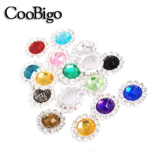 Multicolor redondo acrílico Rhinestone botón facetado plano detrás para ropa bolsa de costura artesanía DIY embellishment